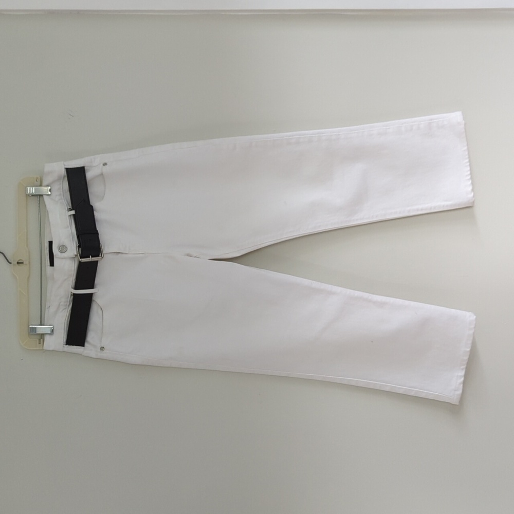 RTA white denim jeans with built in belt